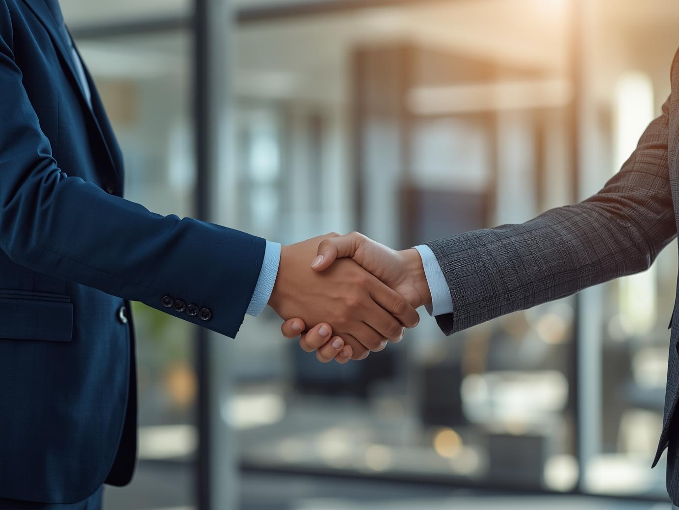 personnes dans un bureau se serrant la main